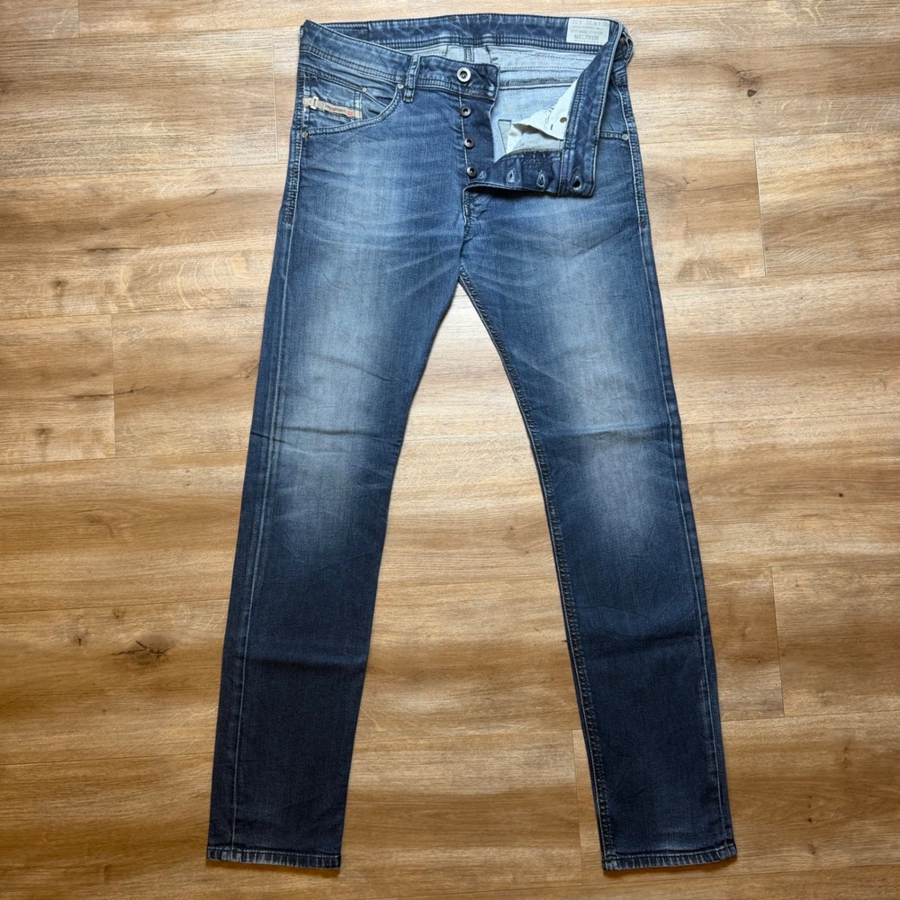Diesel Belther Jeans Mens 31x32 Blue Regular Slim Tapered Stretch Denim 0842Q